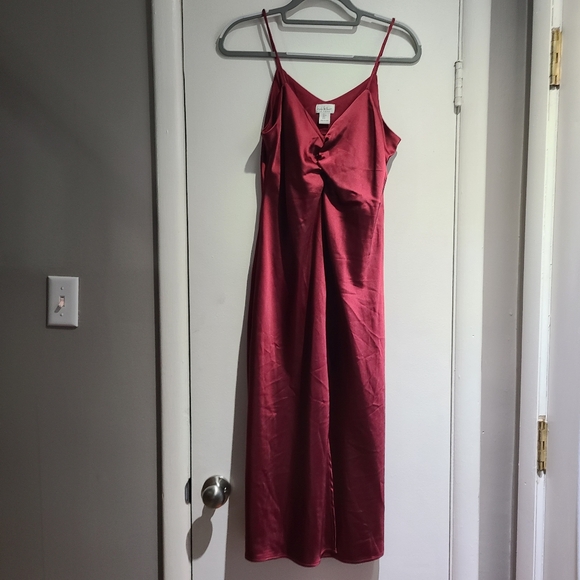 Nicole Miller NY slip dress size Small Midi silky maroon - Picture 9 of 15